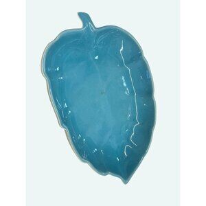 Blue Leaf-Shaped Ceramic Dish Decorative Tray For Home Or Table Use